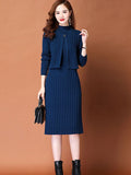 New Knitted Dress In Autumn And Winter 2025 Two Sets Of Women's Long Thin Temperament Inside The Bottom Sweater Skirt HZ1220