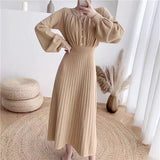 Autumn And Winter Goddess Fan Sweater Dress 2025 New Female Waist Thin French Style Knitted Dress Dress Dress Dress Dress HZ1220