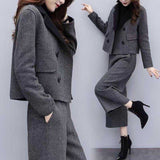 New Women's Clothing 2025 Autumn And Winter Two Sets Of Trousers With Trousers With Tyribs, Coat Broad Leg Trousers Casual Fashion Suit Women's Trend HZ1220