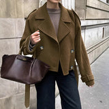 2025 New Women's Big Collar Hair, Stylish Short Belt Coat HZ1220