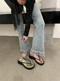 Fashion Flip-Flops Women Wear 2025 Summer Fashion Round Head Thick-Soled Casual Slippers With Skirt Temperament Women's Shoes HZ1220