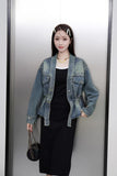 2025 Spring Autumn Explosion Of Denim Nails Hanb, The Collection Of V-Neck Loose Denim Jacket Bf Fashion Women's Top HZ1220