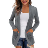 2025 New Solid-Color Knitted Coat With Pocket Cardigan Jacket Street Trendy Sweater Fashion Top Woman HZ1208