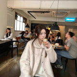 Big Collar Of Thousands Of Gold Sense High-End Wool Coat Thick Warm Coat Blouse Full Plush Autumn Winter New HZ1208