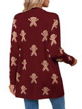 Autumn And Winter New Sweater Female Christmas Cartoon Embroidered Long Knitted Cardigan Jacket HZ1208