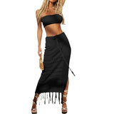 Summer New Hollow Bikini Hooded Bragy Skirt Two-Piece Thaid With Lyso Beach Sunscreen Skirt HZ1208