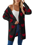 2025 New Valentine's Day Love Knitted Cardigan V-Neck Button Long Coat Sweater Woman HZ1208