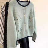 Fashion Sweet Embroidery Flowers Soft Sticky Cardigan Women Autumn And Winter New Loose Temperament Sweater Small Fragrant Wind HZ1208