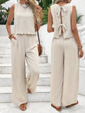 2025 Summer Women's Fashion Ice Silk Sleeveless Vest Casual Pants Set New HZ1208