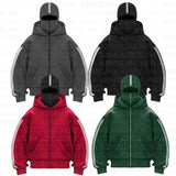 Exploding Solid-Colored Double Hat Design Autumn And Winter Ins New Hooded Sweater Loose Men's And Women's And Couples Hoodie Jacket HZ1208