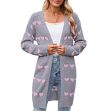 Autumn And Winter New Valentine's Day V Word Love Lasce Knitted Cardigan Coat Sweater Woman HZ1208