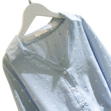 Spring And Autumn 2025 New Korean Version Of The White Wave Dot Shirt Women's Sleeves Loose Casual Cotton-Song V-Neck Shirt HZ1220