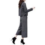 2025 New Women's Clothing Autumn And Winter Two Sets Of Trousers With Trousers With Tyribs, Coat Broad Leg Trousers Casual Fashion Suit Women's Trend HZ1220
