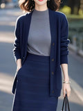 Dark Blue Sweater Knitted Cardigan Spring Women 2025 New Korean Soft Languid Languid Wind Unique Super-Good-Looking Top HZ1220