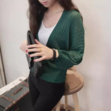 Japan And South Korea's New Lantern Sleeve Knitted Shirt Women Wearing V-Neck Loose Sunscreen Air-Conditioning Shirt Shawl Coat HZ1220