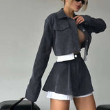 New Fashion Short Button Cardigan Cake Short Skirt Two Sets Of Women's Clothing HZ1220