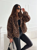 2025 Autumn And Winter New Leopard Print Collar Fashion Temperament Hairy Short Coat Plus Thick Female Top HZ1220
