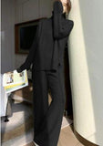 Autumn And Winter 2025 New Lazy Wind Loose High-Necked Sweater Suit Women's Fashionable Broad Leg Pants Two Sets Of Women HZ1220