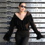 2025 Early Spring New High-End French Design Wood-Side Chiffon Women Loose V-Neck Solid Color Niche Blouse HZ1208