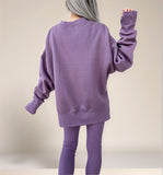 2025 Autumn And Winter Women's Leisure Loose Long-Sleeved Collar Open Fork Tight Trouser Trouser Suit HZ1220