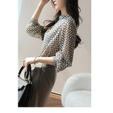 Genre Wearing Beauty Thin Paper People Print Half-High Collar Double-Layer Heavy Joe Its Simulation Silk Shirt Woman HZ1220