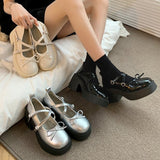 French Mary Jane Shoes Women's Summer 2025 New Shallow Thick Heel Single Shoe Bow With Skirt Jk Small Leather Shoes HZ1220