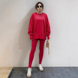 2025 Autumn And Winter Women's Leisure Loose Long-Sleeved Collar Open Fork Tight Trouser Trouser Suit HZ1220