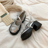 French Mary Jane Shoes Women's Summer 2025 New Shallow Thick Heel Single Shoe Bow With Skirt Jk Small Leather Shoes HZ1220