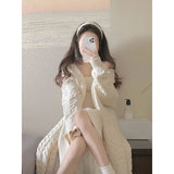Sweet And Gentle Milky Knitted Suit Dress Women's Autumn And Winter 2025 New Temperament Cardigan Sweater Skirt Two Sets HZ1220