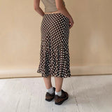 2025 Fashion Basic Wave Point Bump Low-Waisted Hottie Lotus Leaf Side Splicing Straight Half Skirt Long HZ1220