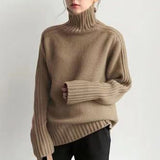 High-Necked Sweater Women Winter Korean Retro Loose Languid Languid Temperament Simple Thick Pit Strip Bottom Knitting Shirt HZ1220