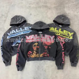 2025 Zippered Shirt Net Red Hooded Cardigan Small Clock Letter New Printed Coat HZ1208