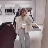 Big Collar Of Thousands Of Gold Sense High-End Wool Coat Thick Warm Coat Blouse Full Plush Autumn Winter New HZ1208