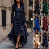 Autumn 2025 New Explosion Striped Digital Printing Long-Sleeved Half-String Loose Casual Dress Woman HZ1220