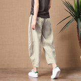Small Cotton Wide Leg Pants Women 2025 Summer New Loose Large Size Linen Nine Casual Pants Outside Wearing HZ1220