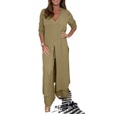2025 New Women's Open Fork Long Top Trop Set HZ1220