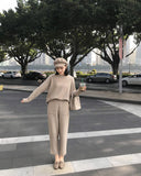 Autumn 2025 Autumn And Winter New Set Of Sweater Thin Knit Trousers Casual Suit Women's Two-Set HZ1220