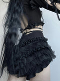 Pure Desire Dark Gothic Wind Wood Ear Lace Splicing Sexy Hottie Low-Rise Slimming Cake Thin Shorts Hot Pants HZ1220