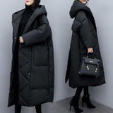 2025 Winter Dress New Large-Size Korean Version Of Loose Long Over-Cheek Black Down Cotton Coat Women Thicken HZ1220