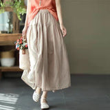 Cotton Half Dress Girl New Big Swing Skirt Solid Color Fluffy Skirt Fluffy Skirt Double Breathable Literary Waist Tight HZ1220