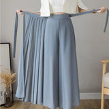 Trousers Women 2025 Early Spring New Korean Pressure Folded Skirt Broad Legs Long Pants HZ1220
