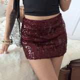 Ins Street Style Fashion Five-Cornered Stars Glitter Low-Waisted Ass Babes Dance Performance Personality Squint Skirt HZ1220