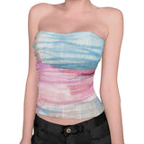 Island Oil Painting Fenghua Printed Mesh Dress Summer Beach Resort Wind Long Bag Hip Thin A Skirt HZ1220