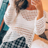 Summer Hollow Bikini Burqa New Hot White Knitted Loose Beach Blouse Sunscreen HZ1208