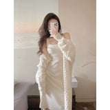 Sweet And Gentle Milky Knitted Suit Dress Women's Autumn And Winter 2025 New Temperament Cardigan Sweater Skirt Two Sets HZ1220