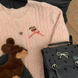 Chun Cute Powder Knitted Cardigan Sweater Jacket Women's New Languid Loose Wind Soft Blouse In Autumn HZ1208