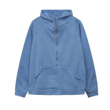 2025 Autumn And Winter New Fashion Leisure Sports Semi-Zip Hooded Short Plus Velvet Wear HZ1220