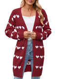 Autumn And Winter New Valentine's Day V Word Love Lasce Knitted Cardigan Coat Sweater Woman HZ1208