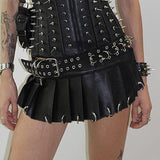 Street Punk Style Magic Sticker One-Skin Dress Personality Heavy Metal Buckle Hottie Sexy Style Mini Skirt HZ1220