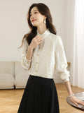 2025 Spring Dress New French Long-Sleeved Shirt Women's Lace Collar Chic Commuter Blouse Fashion Shirt Tide HZ1208